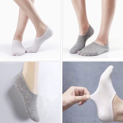 PACKO No Show Socks Women for Flats Gray White Black Women'S Cotton Socks (2Black2Gray2White) 6-9