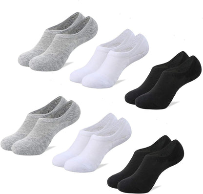 PACKO No Show Socks Women for Flats Gray White Black Women'S Cotton Socks (2Black2Gray2White) 6-9
