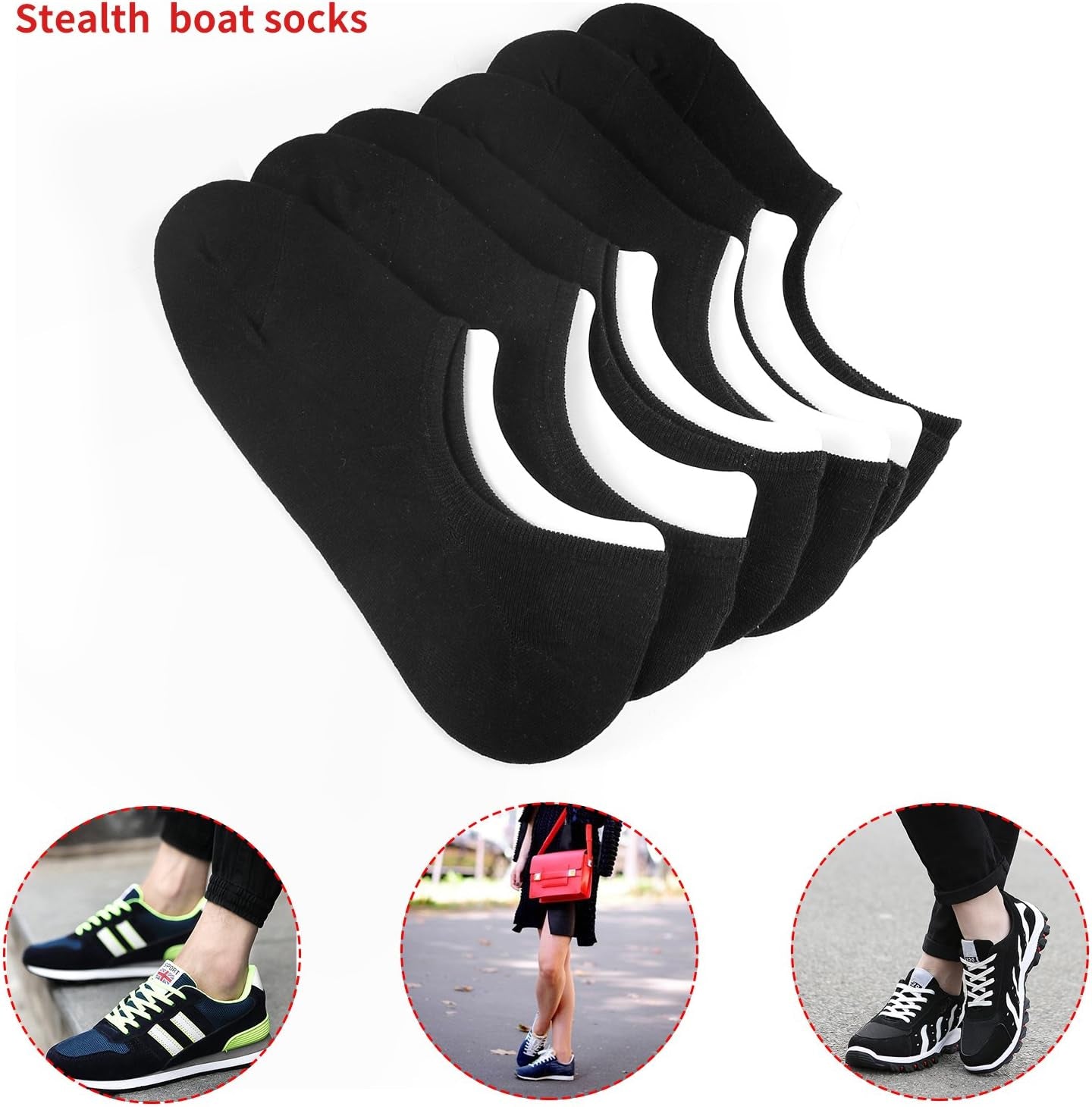PACKO No Show Socks Women for Flats Gray White Black Women'S Cotton Socks (2Black2Gray2White) 6-9